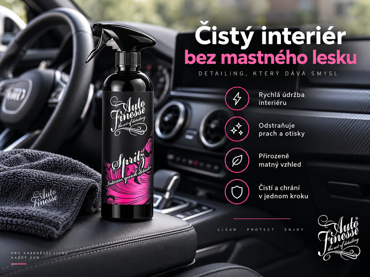 Auto Finesse Spritz Interior Detail Spray 500 ml – detailer na čištění a ochranu interiéru auta